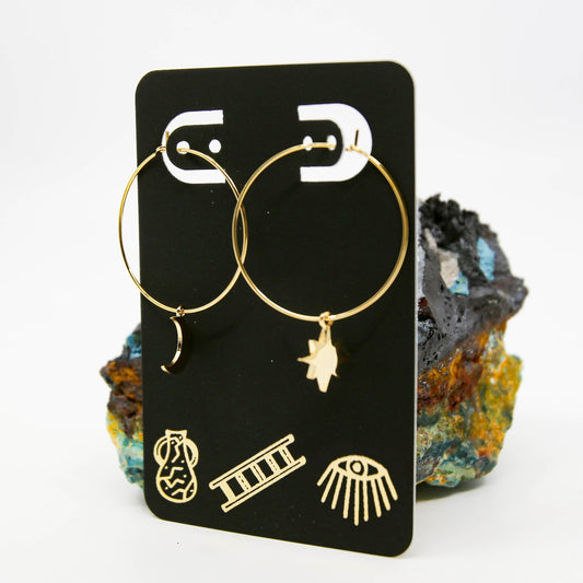 Star and Moon Baby Hoop Earrings