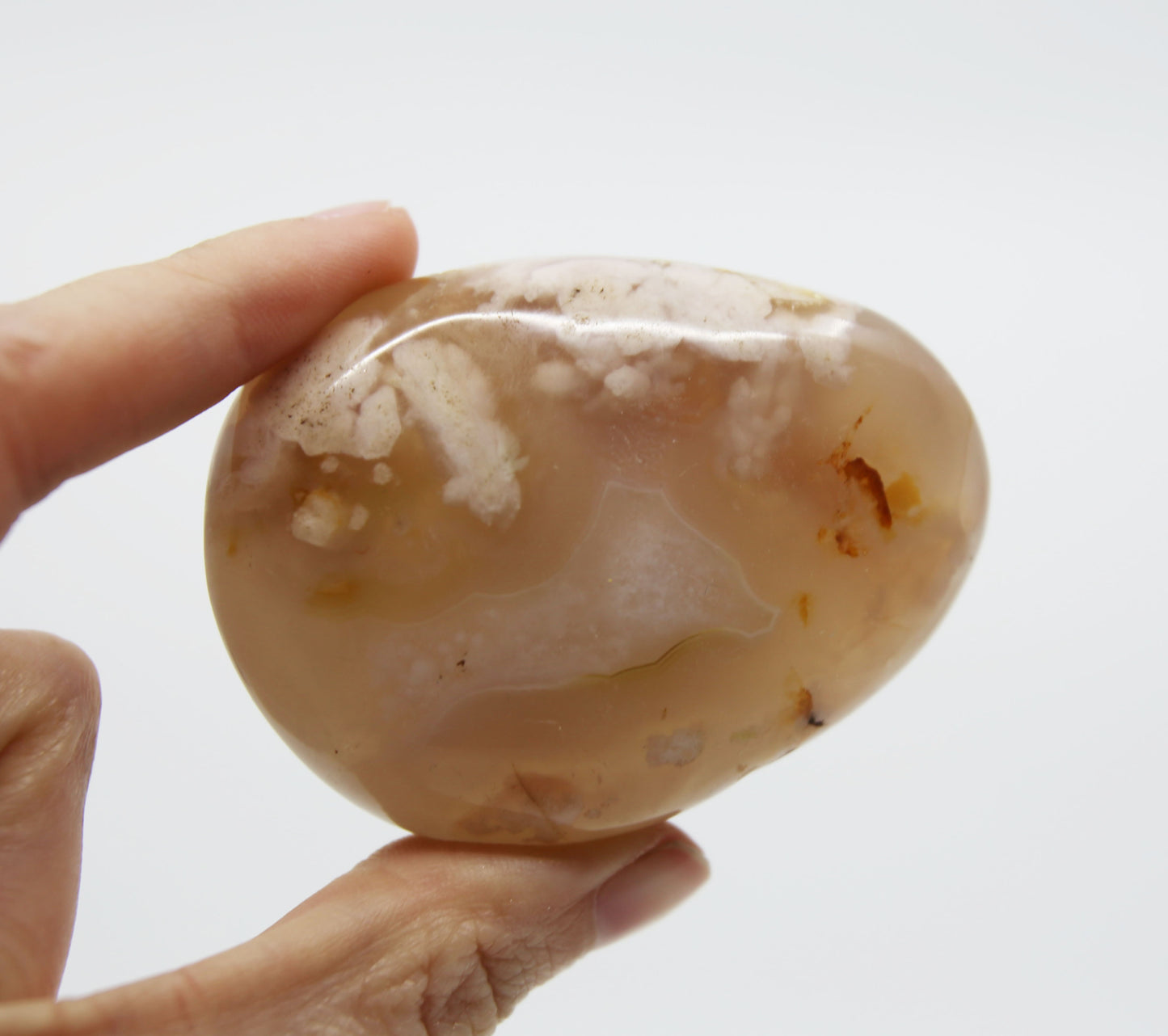 Large Coral Agate Palm Stone
