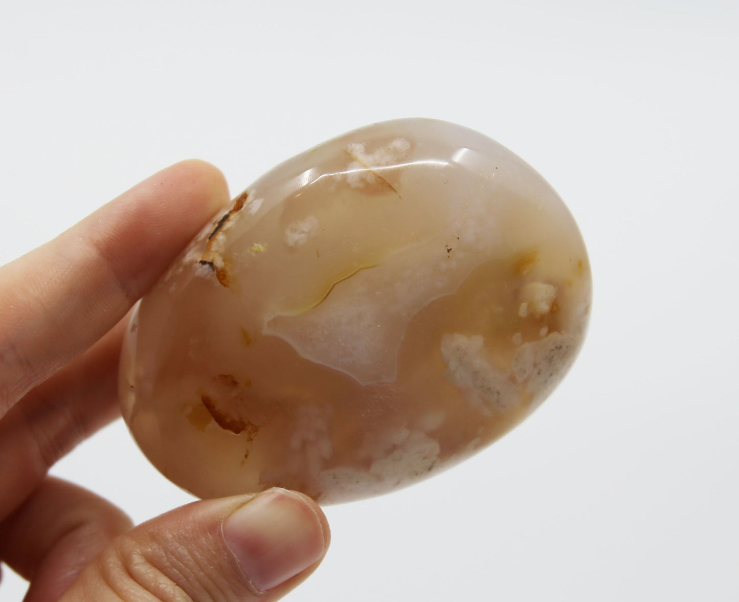 Large Coral Agate Palm Stone