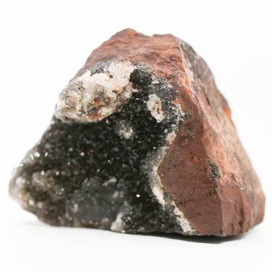 Natural Druzy Coated Malachite on Hematite Matrix