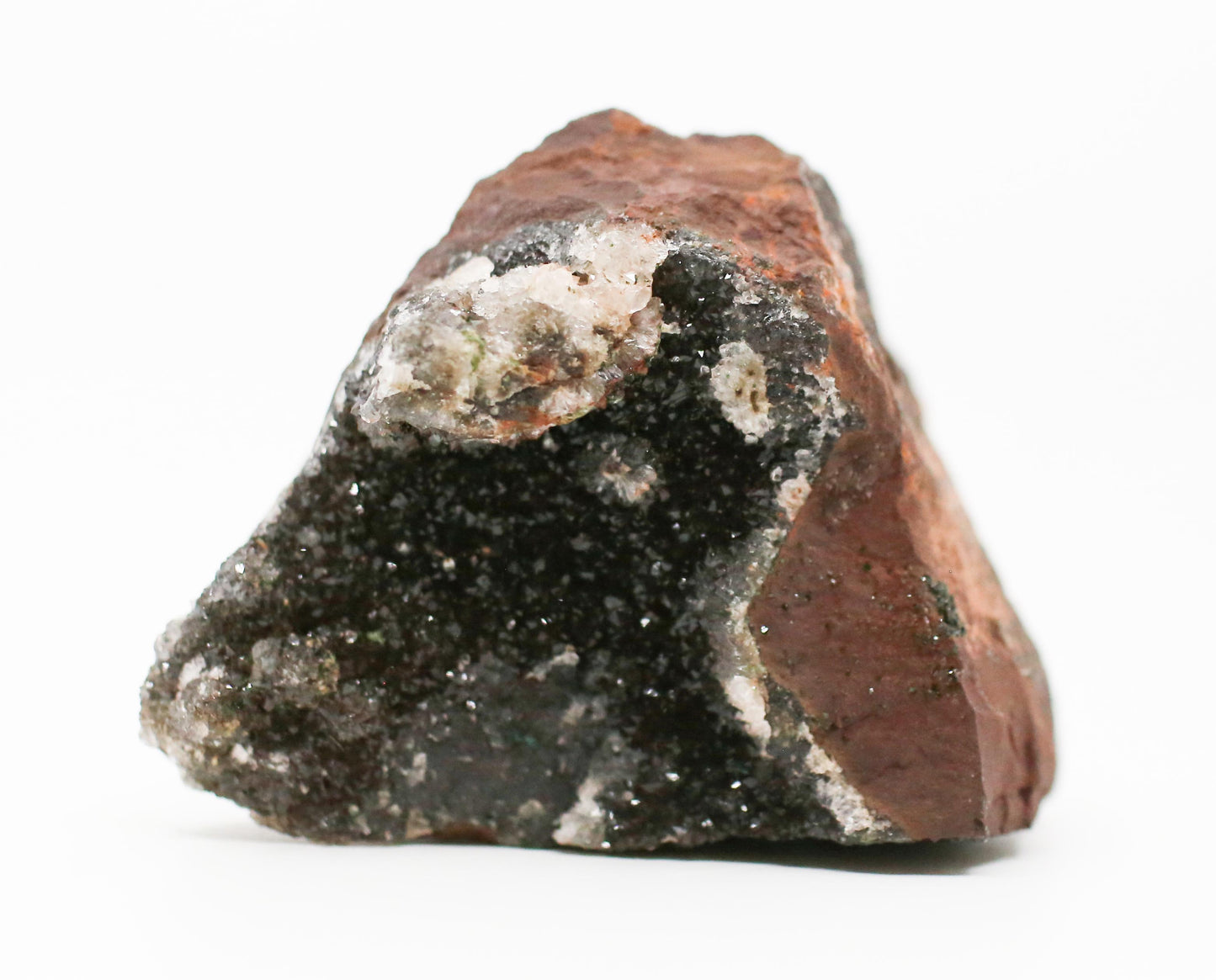 Natural Druzy Coated Malachite on Hematite Matrix