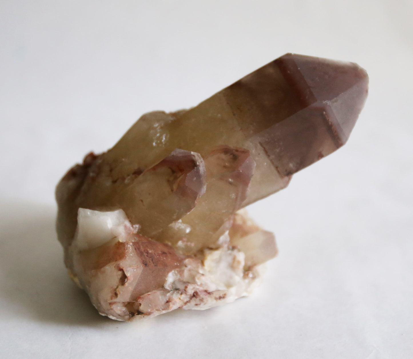 Red Hematite Phantom Inclusion Quartz Cluster