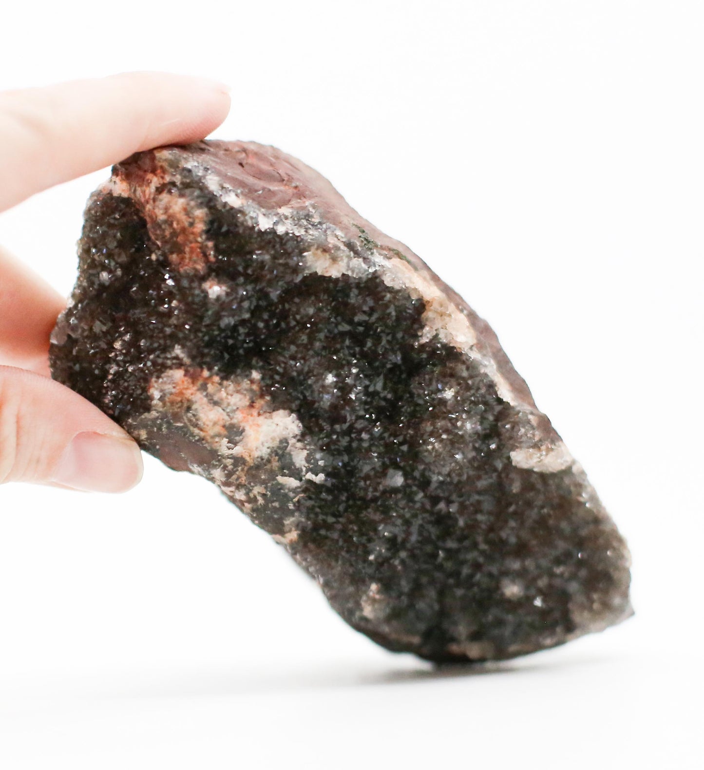 Natural Druzy Dolomite and Malachite on Hematite Matrix