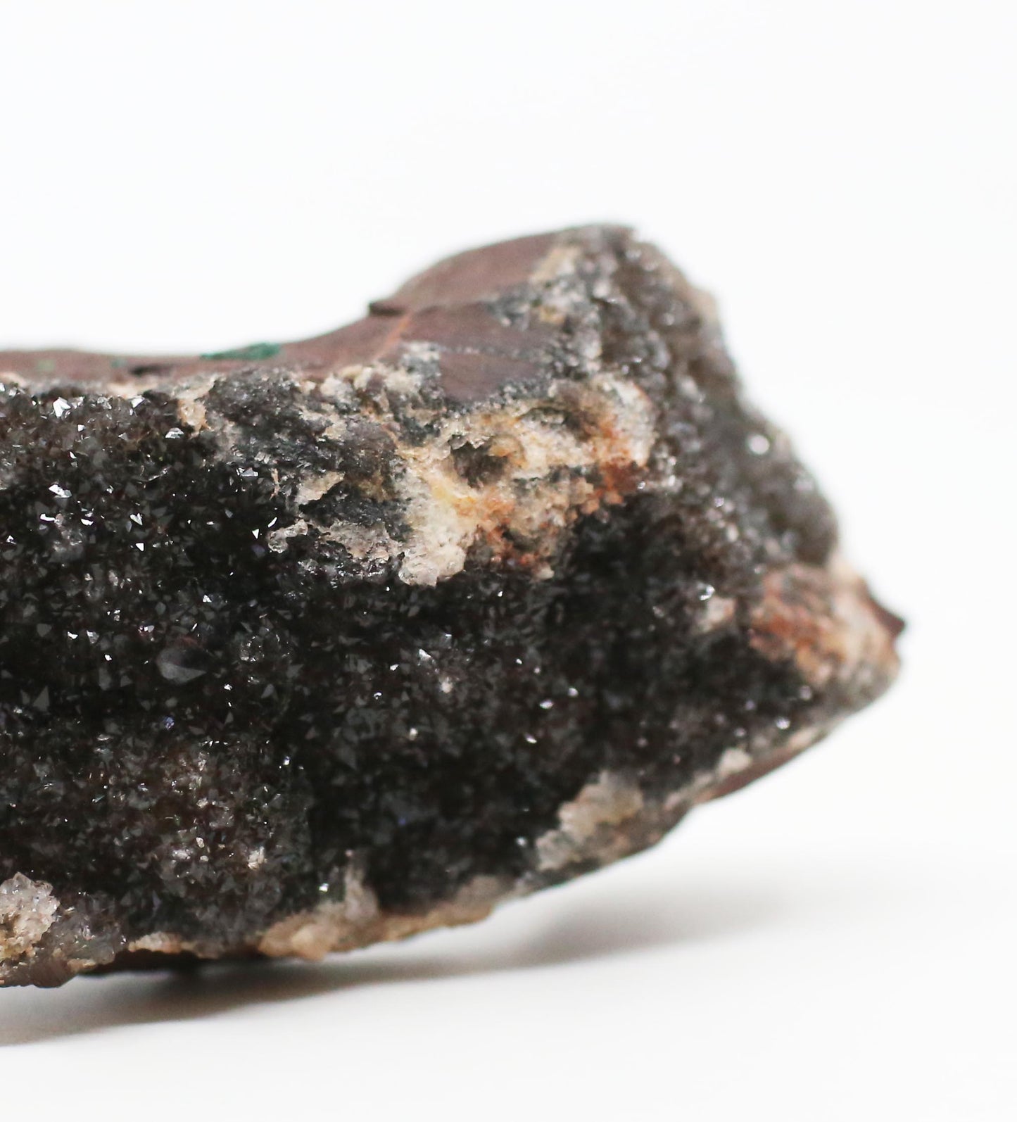 Natural Druzy Dolomite and Malachite on Hematite Matrix