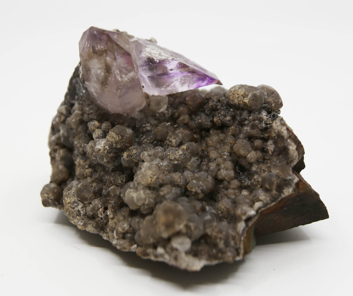 Brandberg Amethyst, Self-Healed, on Calcite and Basalt