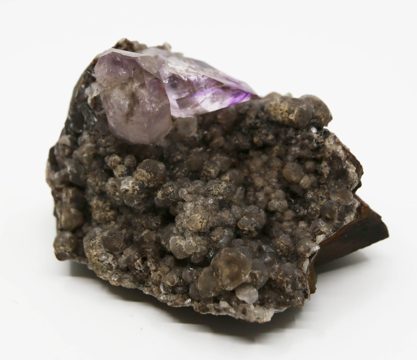 Brandberg Amethyst, Self-Healed, on Calcite and Basalt