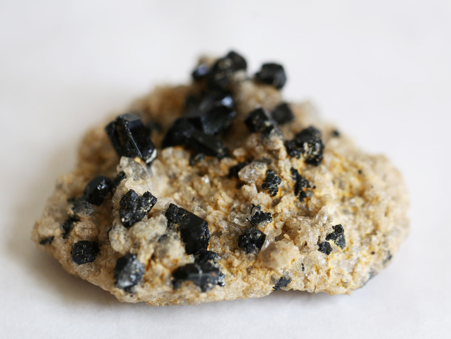 Black Tourmaline and Quartz on Feldspar Matrix