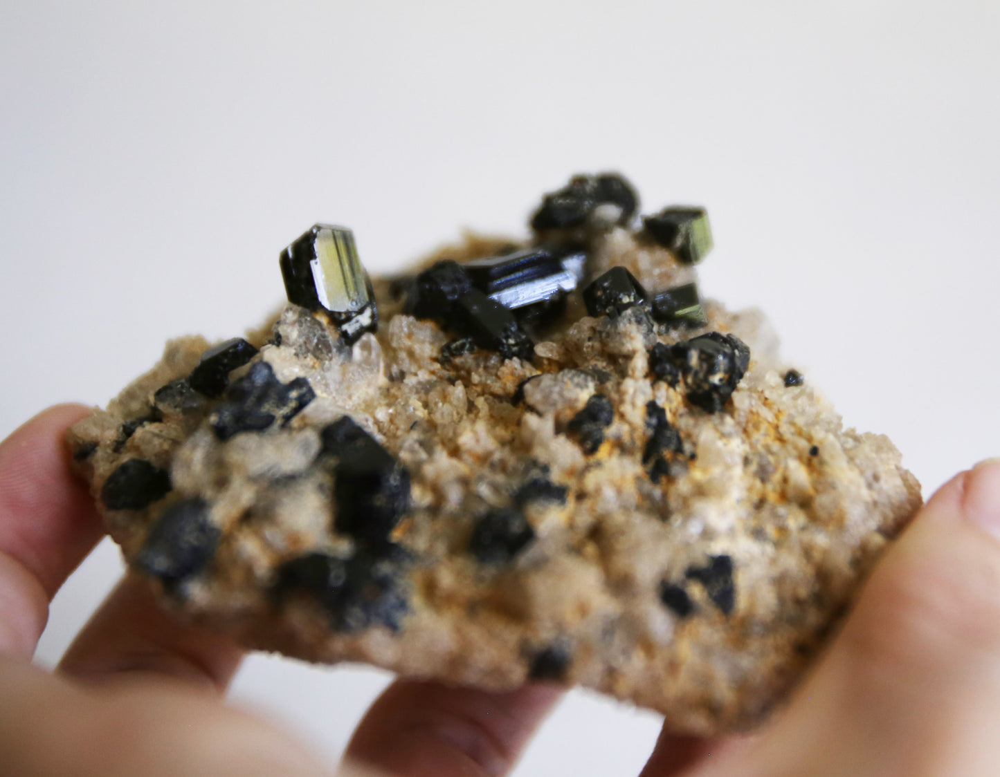 Black Tourmaline and Quartz on Feldspar Matrix