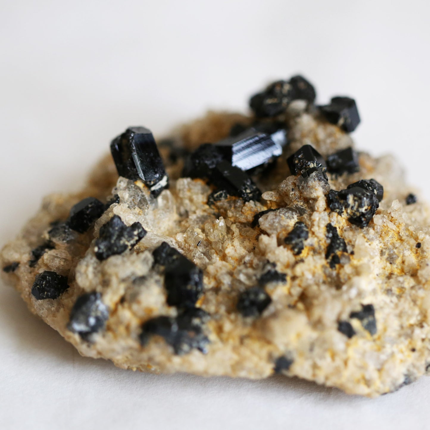 Black Tourmaline and Quartz on Feldspar Matrix