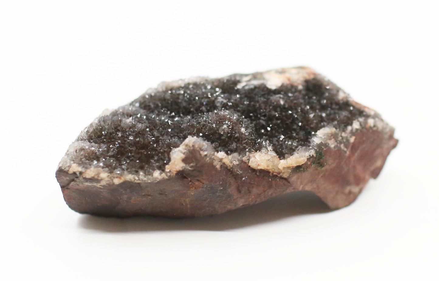 Natural Druzy Dolomite and Malachite on Hematite Matrix