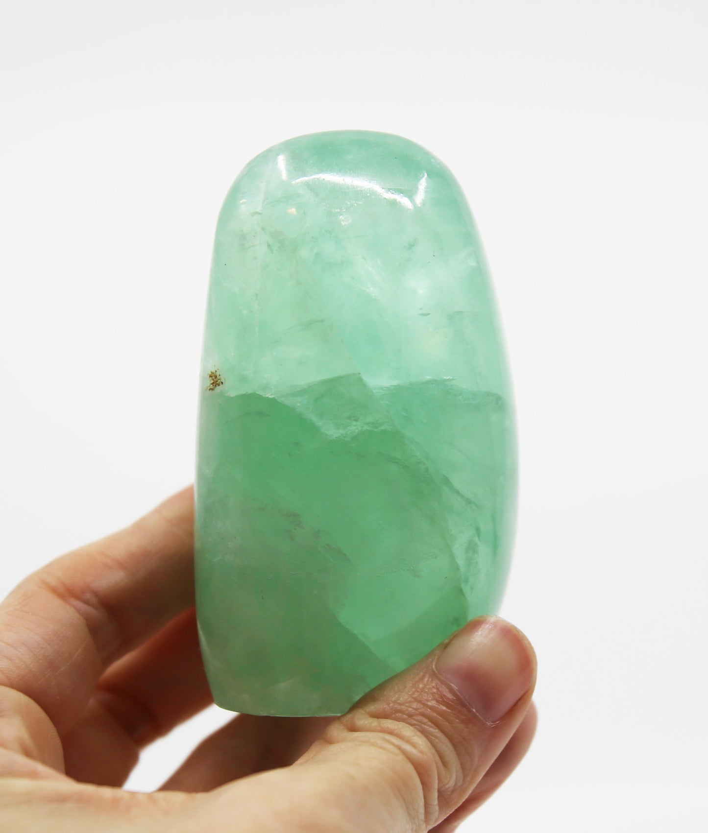 Green Fluorite Freeform with Rainbow Prisms