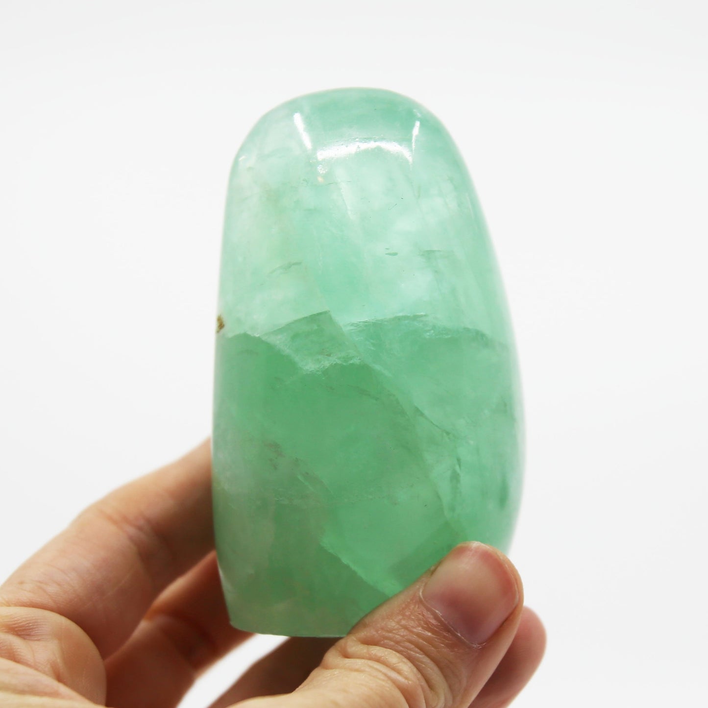 Green Fluorite Freeform with Rainbow Prisms