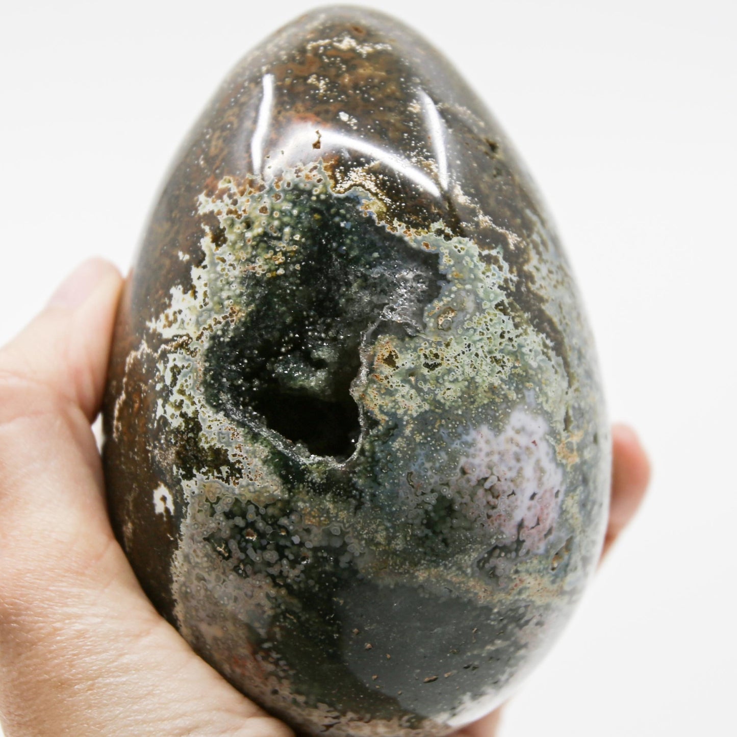 Ocean Jasper Egg with Druzy Deposits