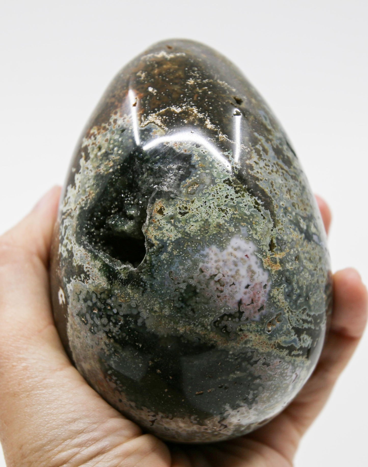 Ocean Jasper Egg with Druzy Deposits