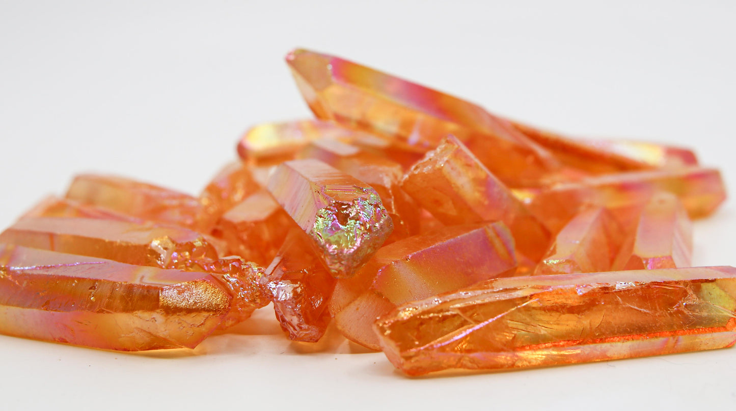 Tangerine Aura Quartz Points