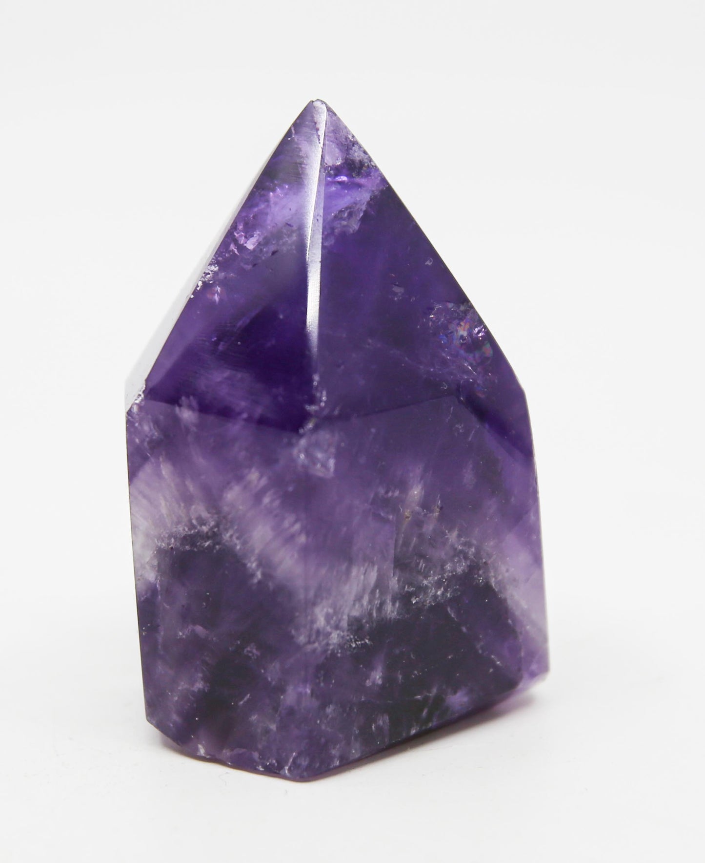Chevron Amethyst Tower with Rainbow Prisms