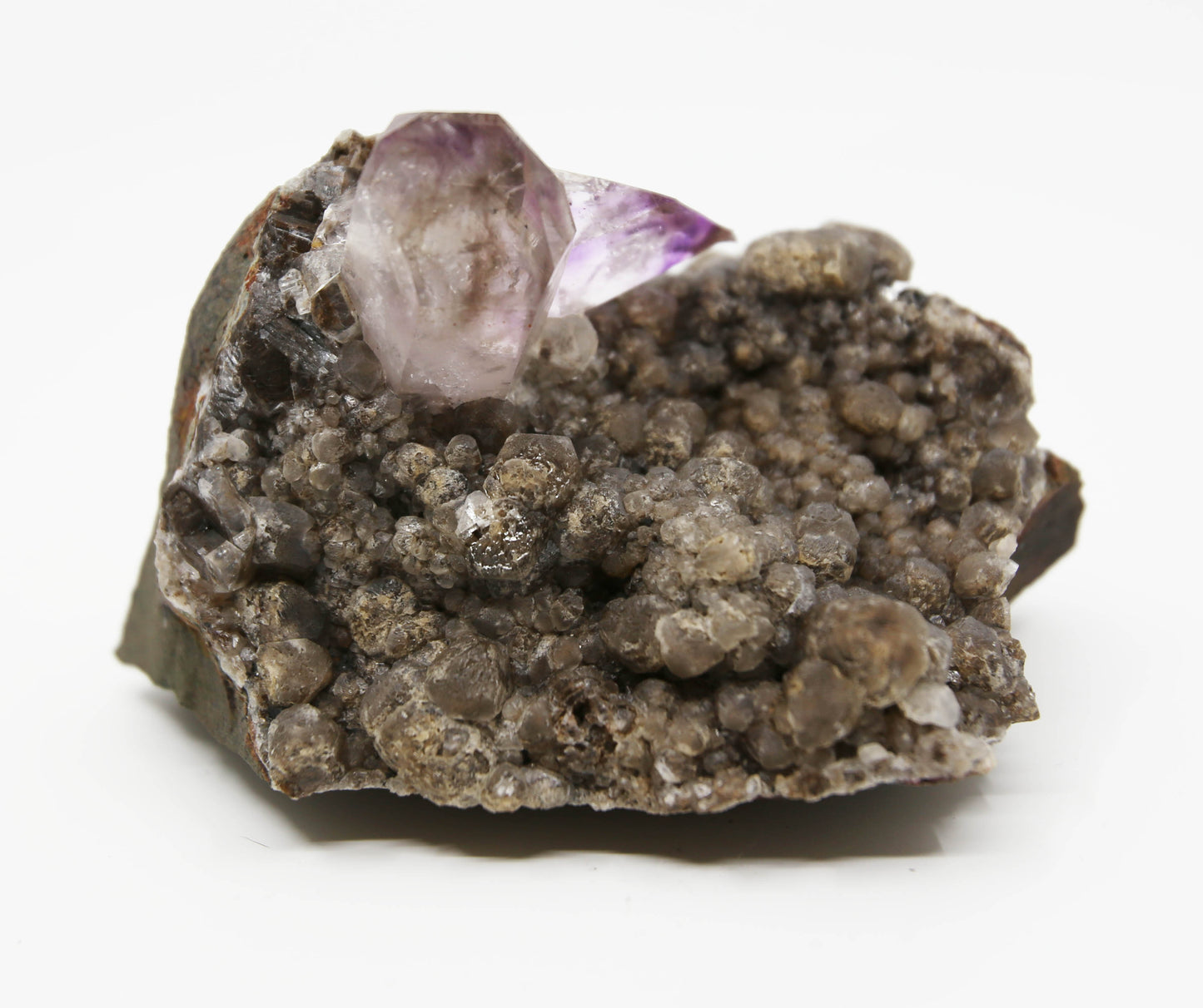 Brandberg Amethyst, Self-Healed, on Calcite and Basalt
