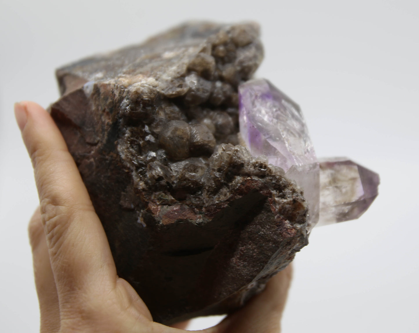 Brandberg Amethyst, Self-Healed, on Calcite and Basalt