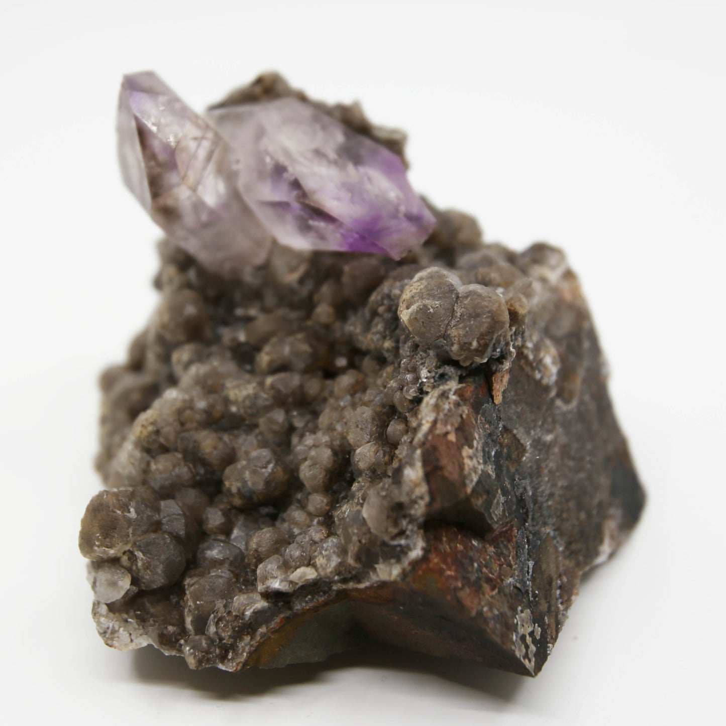 Brandberg Amethyst, Self-Healed, on Calcite and Basalt