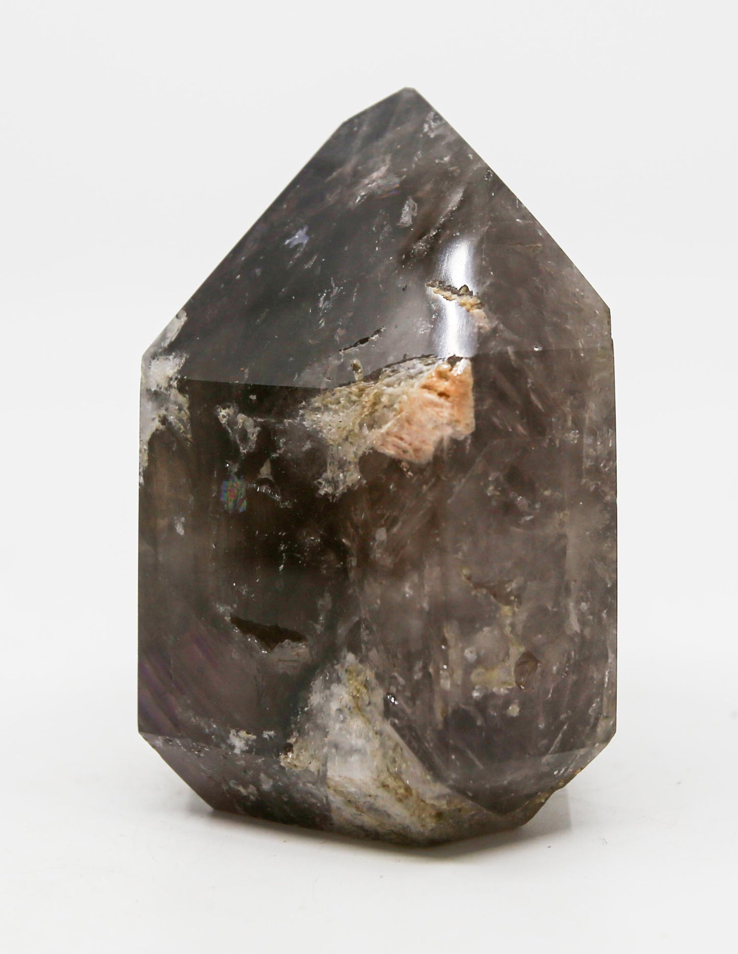 Black Amethyst Tower with Rainbow Prisms