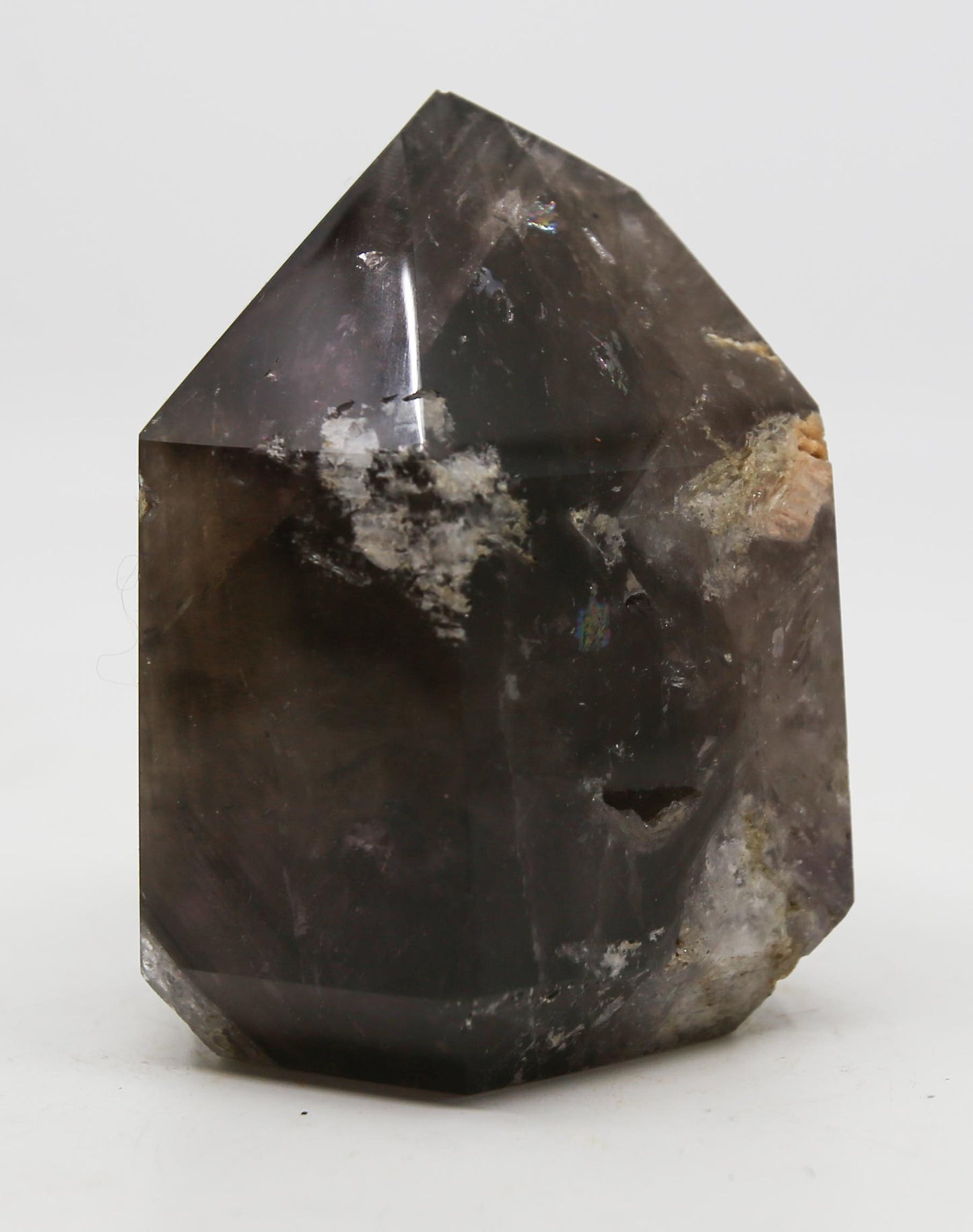 Black Amethyst Tower with Rainbow Prisms
